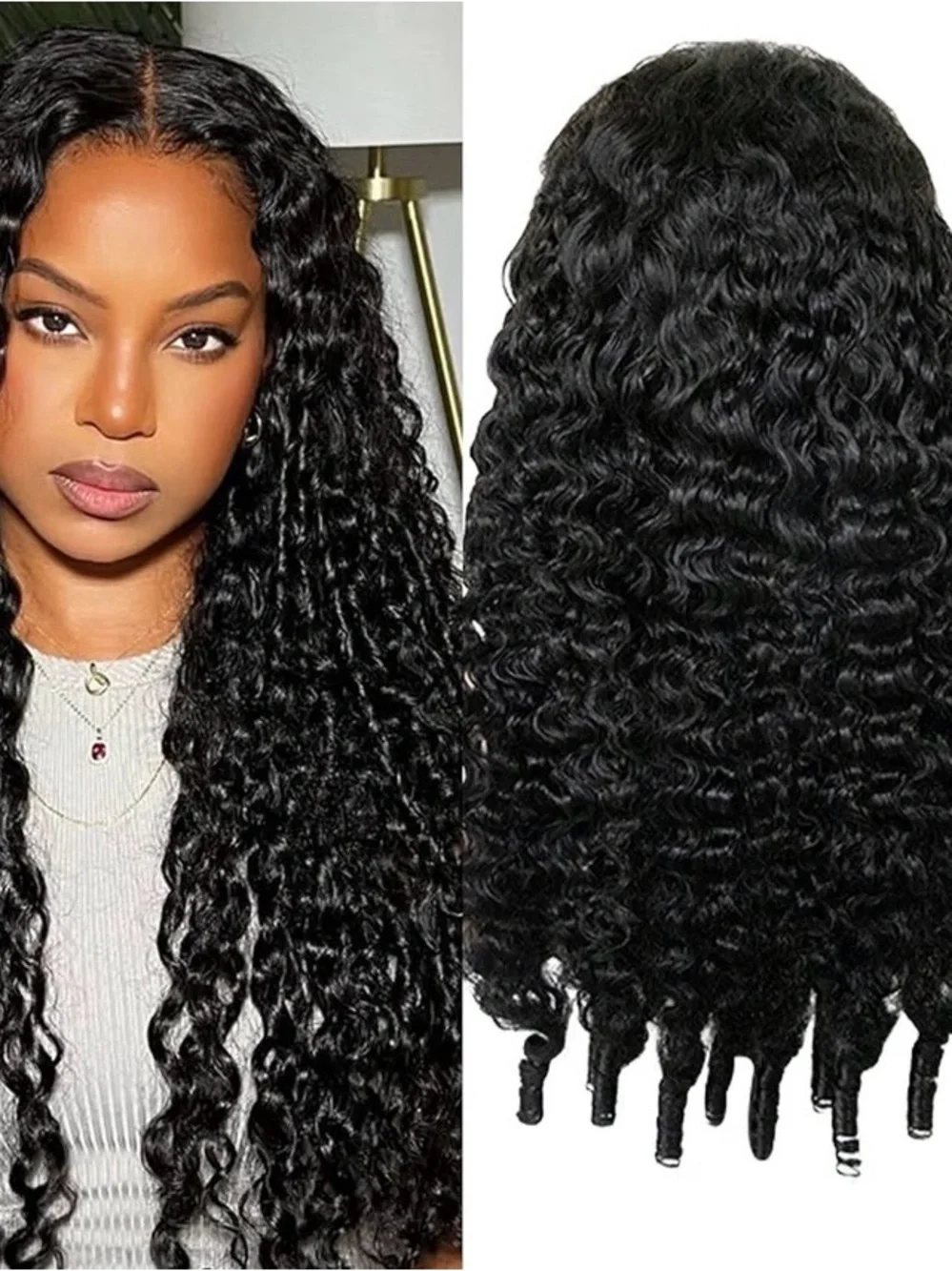 Deep Water Wave Lace Front Wig - Natural Black